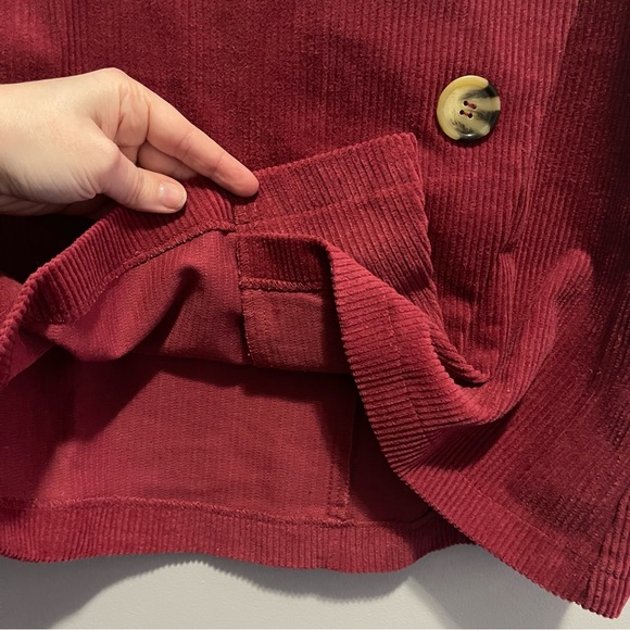 Burgundy Corduroy & Buttons Mini Skirt - Picture 5 of 9